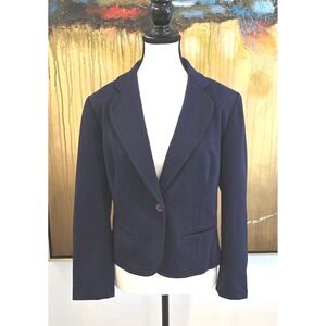 60s VINTAGE Butte Knit‎ Blazer Jacket Womens Medium Navy Single Button Lined